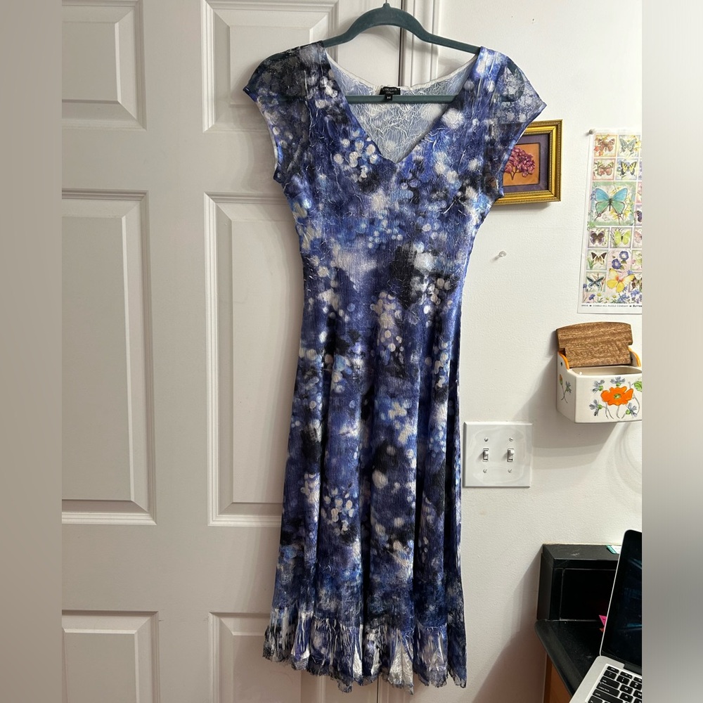 Komarov blue fairy midi dress - pleated designer dress in like new condition